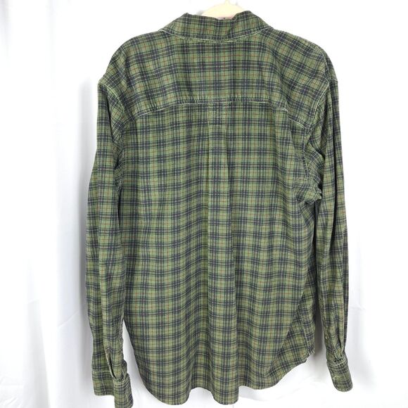 Eddie Bauer Mens Large Green Plaid Long Sleeve Button Down Shirt Shacket - Picture 2 of 7